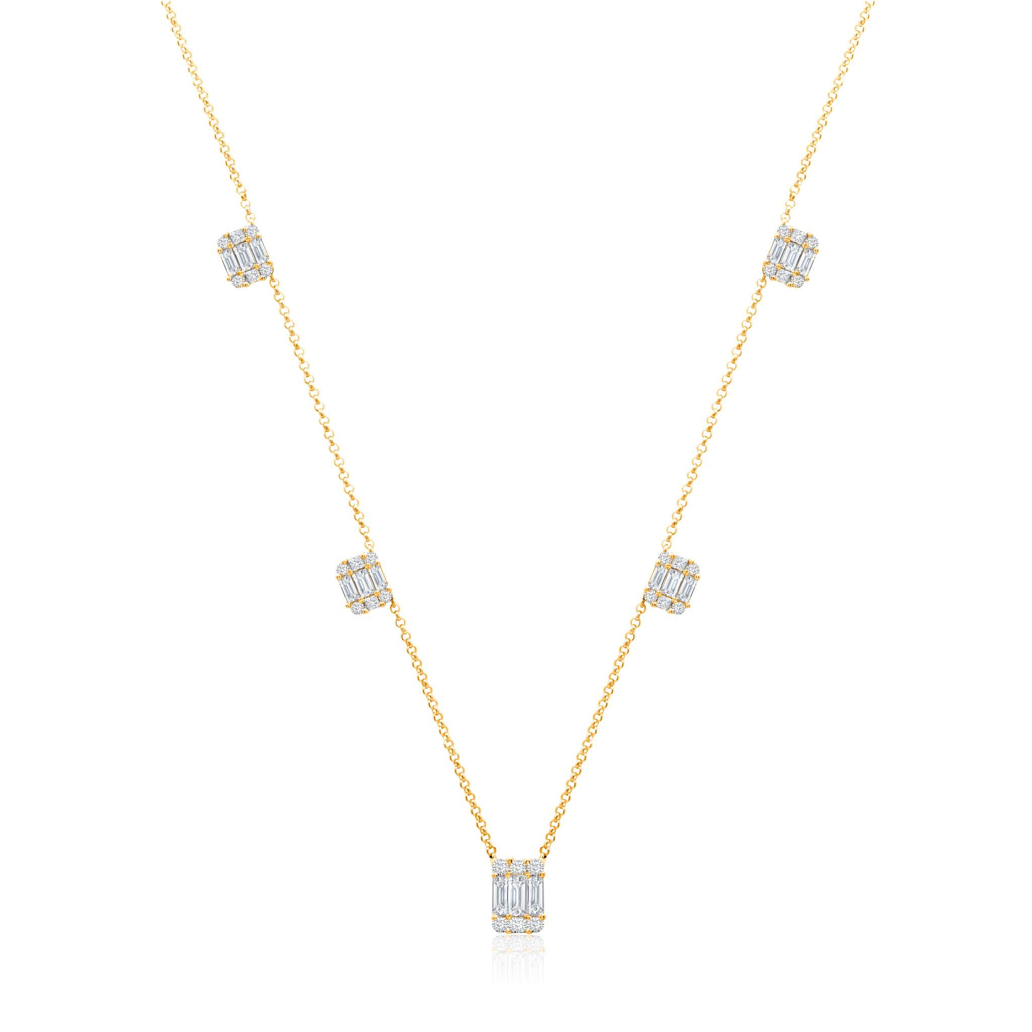 Graziela Gems - Necklace - Diamond Ascension 5 Station Necklace - Yellow Gold