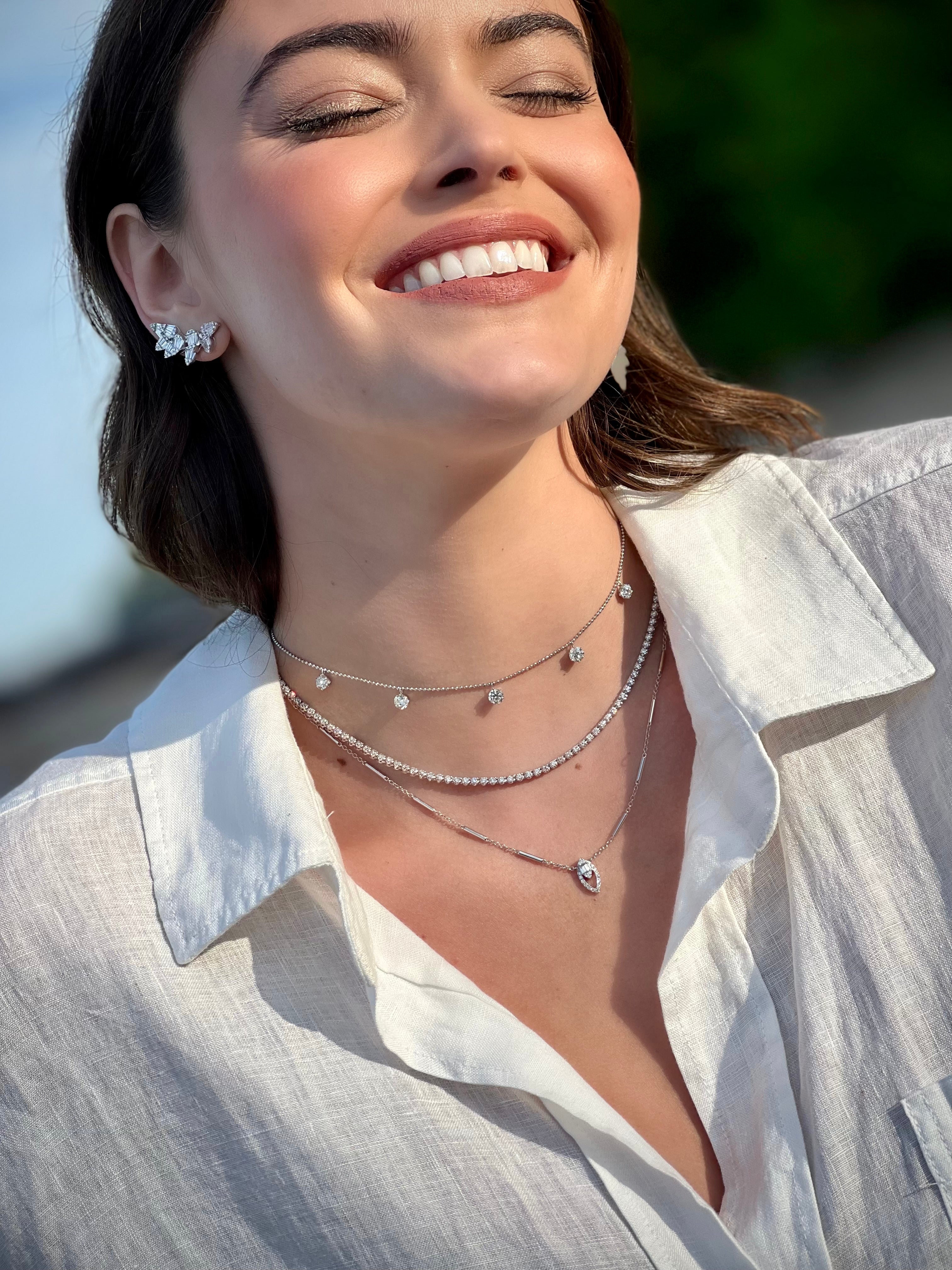 Floating Diamond Three Charm Necklace – Meredith Young Jewelry