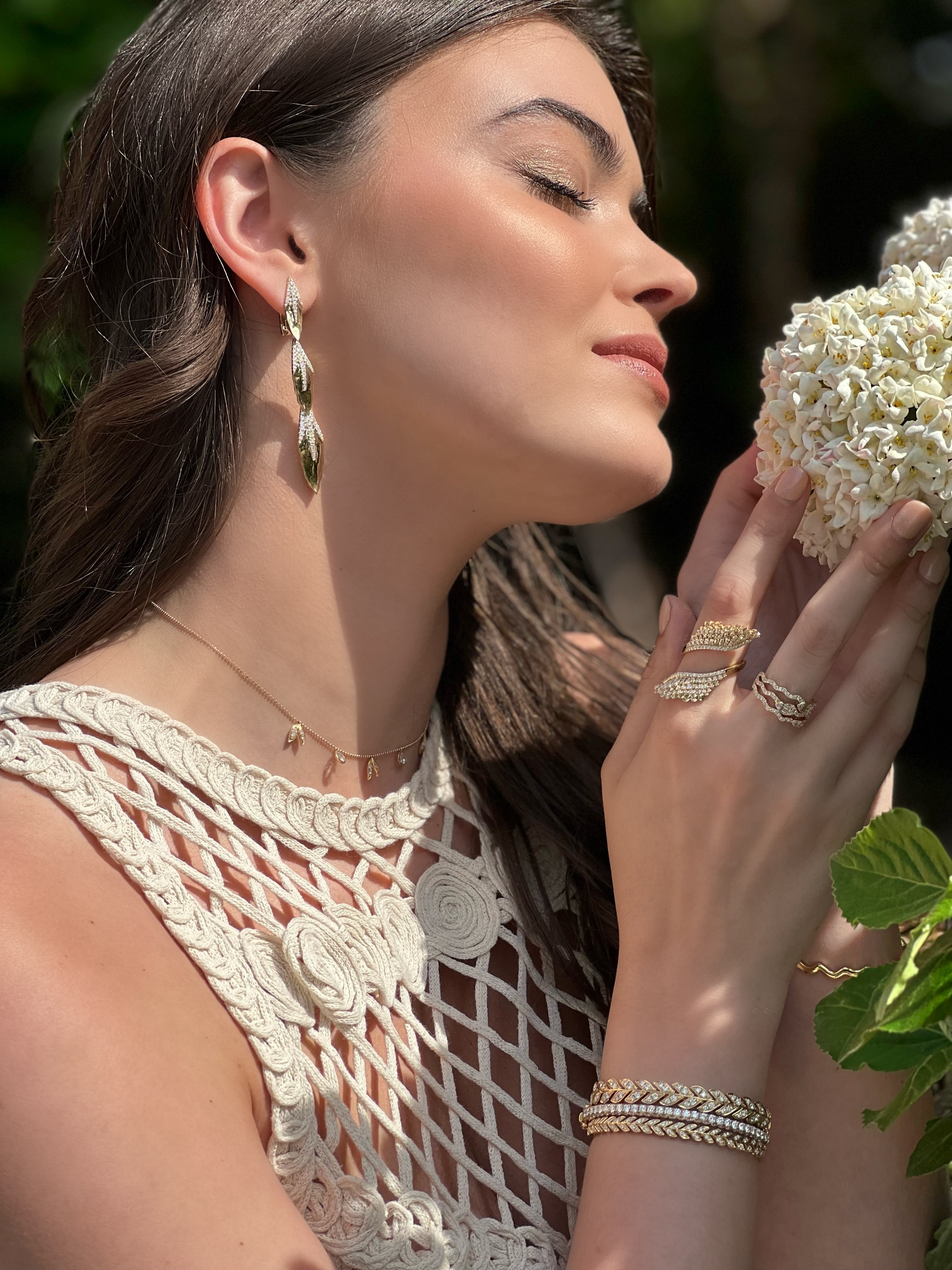 Arvore Detachable Diamond Drop Earrings Yellow Gold