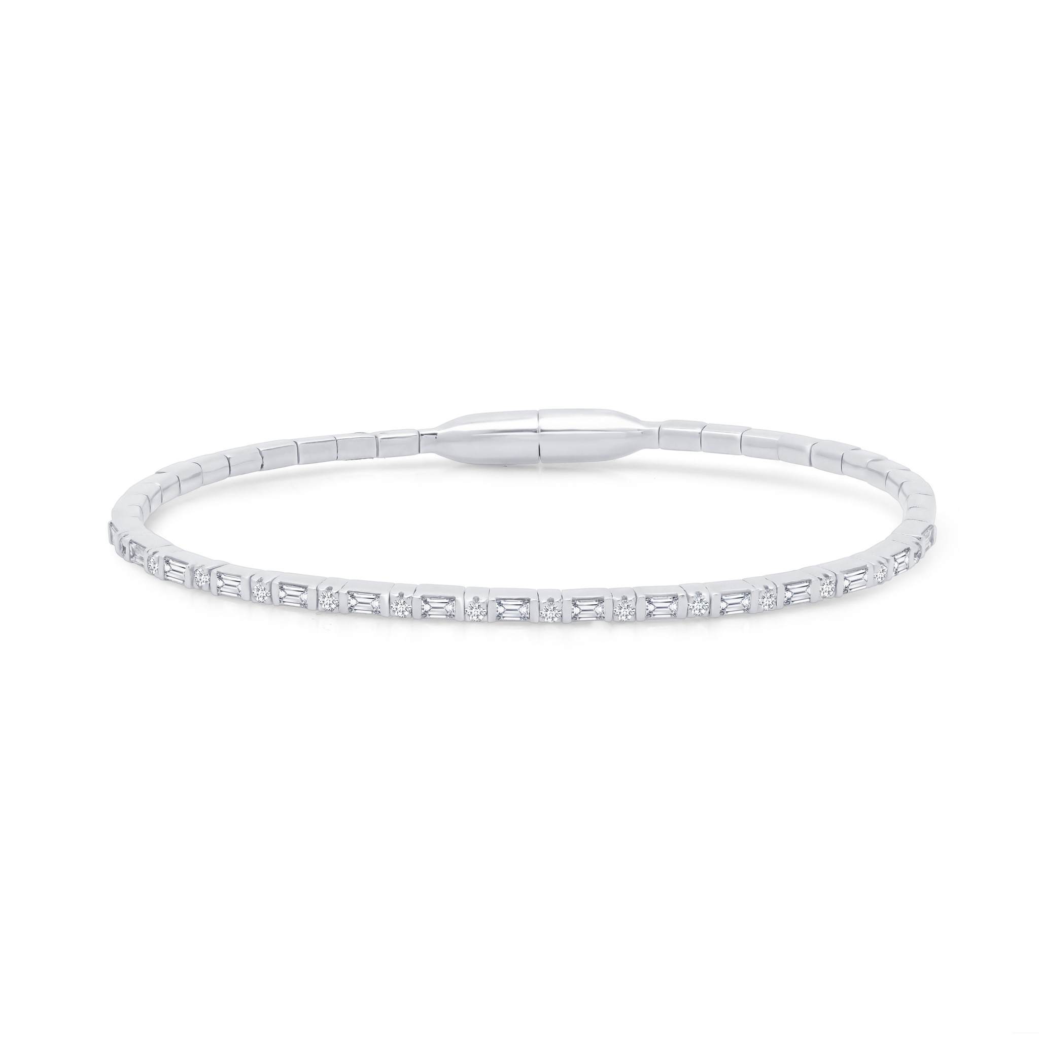 Graziela Gems - Diamond Baguette Bangle - White Gold