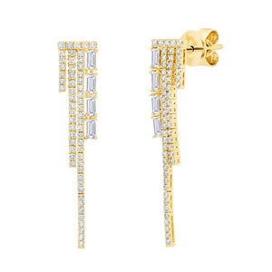 Graziela Gems - Diamond Baguette Earrings - Yellow Gold