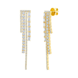 Graziela Gems - Diamond Baguette Earrings - Yellow Gold