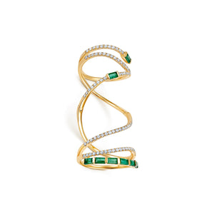 Emerald Baguette Mega Swirl Ring