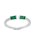 Emerald Double Baguette Open Ring