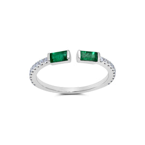 Emerald Double Baguette Open Ring