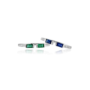 Blue Sapphire Double Baguette Open Ring