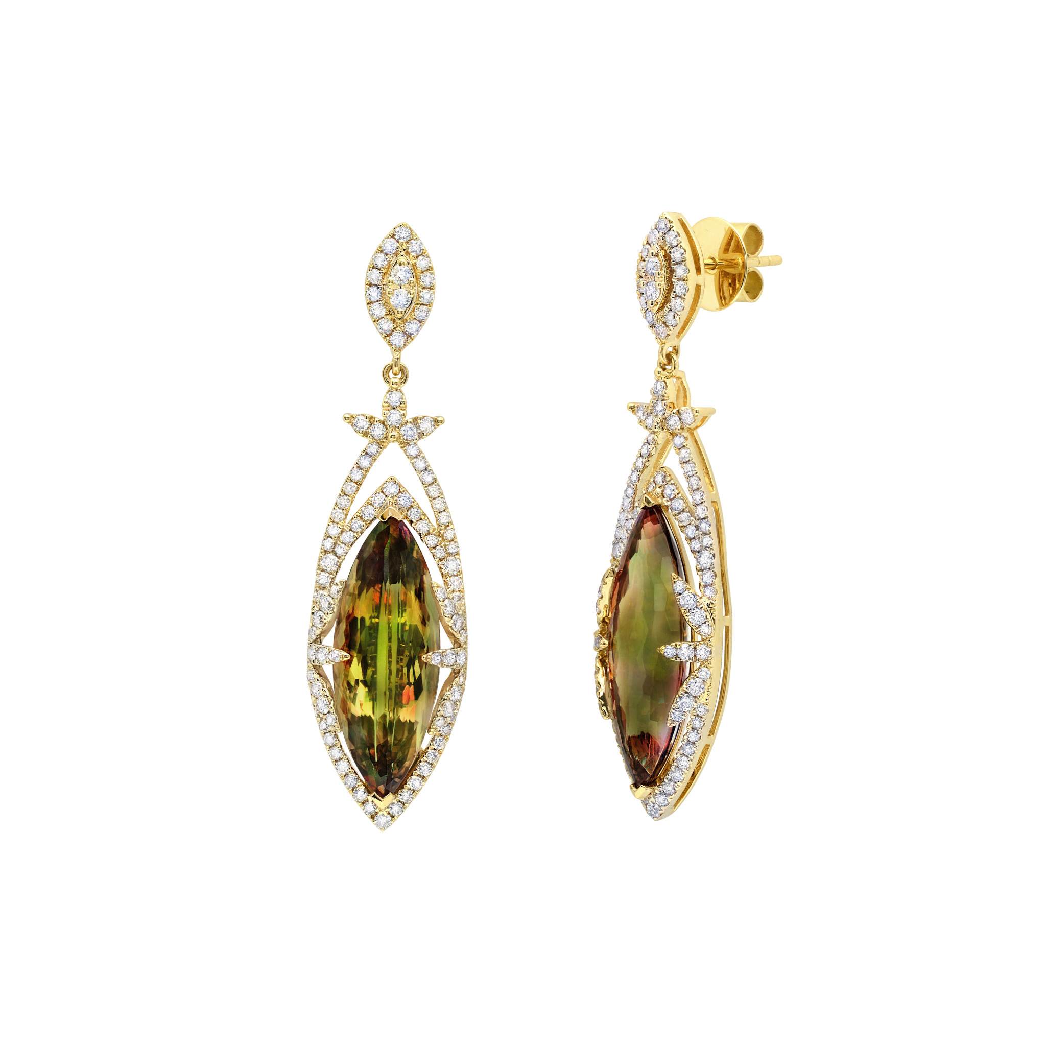 Graziela Gems - Marquis Csarite and Diamond Earrings - 
