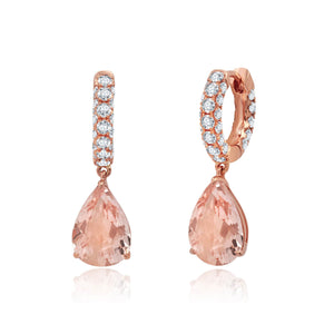 Graziela Gems - Pink Kunzite and Diamond Drop Earrings - 