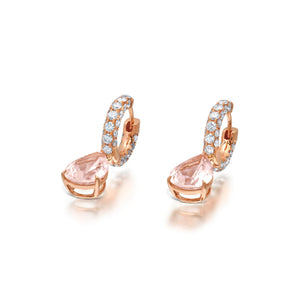Graziela Gems - Pink Kunzite and Diamond Drop Earrings - 