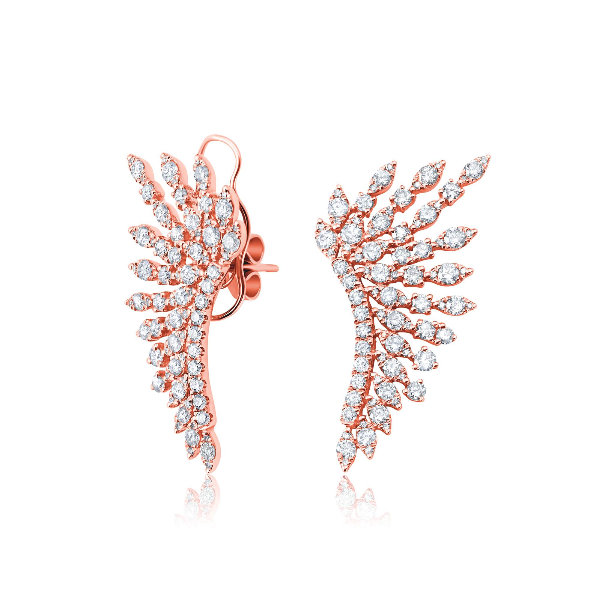Graziela Gems - Diamond Wing Earrings - Rose Gold