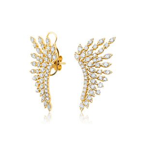 Graziela Gems - Diamond Wing Earrings - Yellow Gold