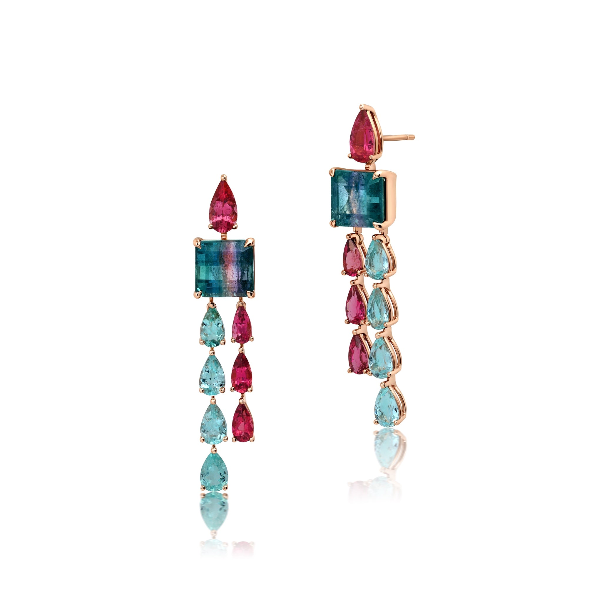 Watermelon, Rubellite & Paraiba Tourmaline Earrings