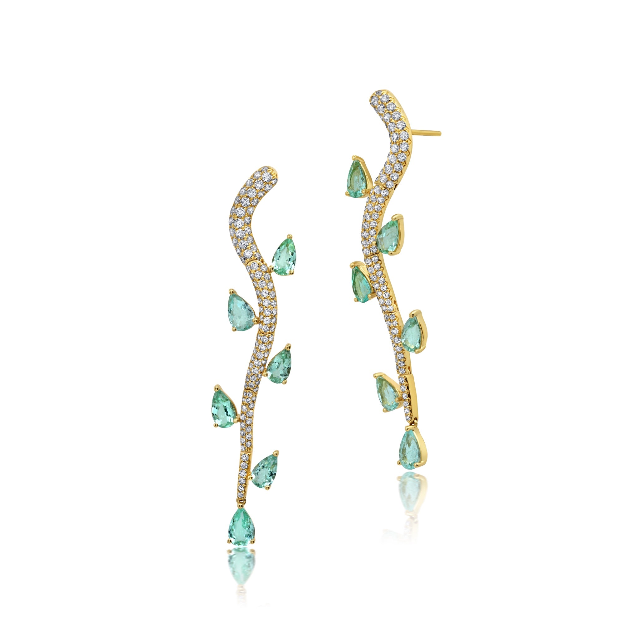 Paraiba Tourmaline &amp; Diamond Vine Earrings