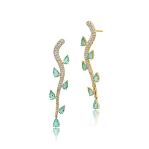 Paraiba Tourmaline & Diamond Vine Earrings