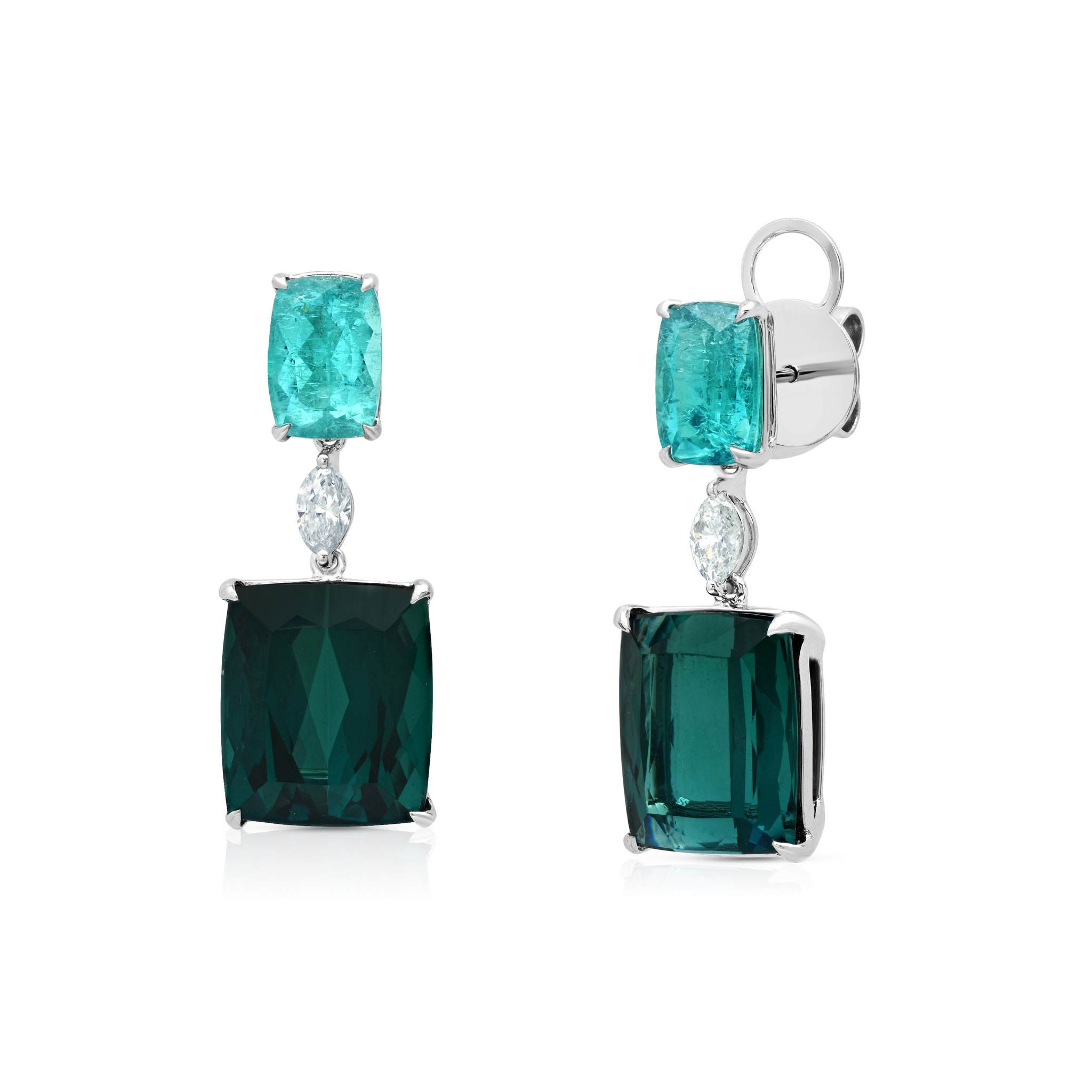 Graziela Gems - Graziela Tourmaline & Indicolite Drop Earrings - 
