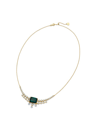 Indicolite Tourmaline & Diamond Fringe Necklace