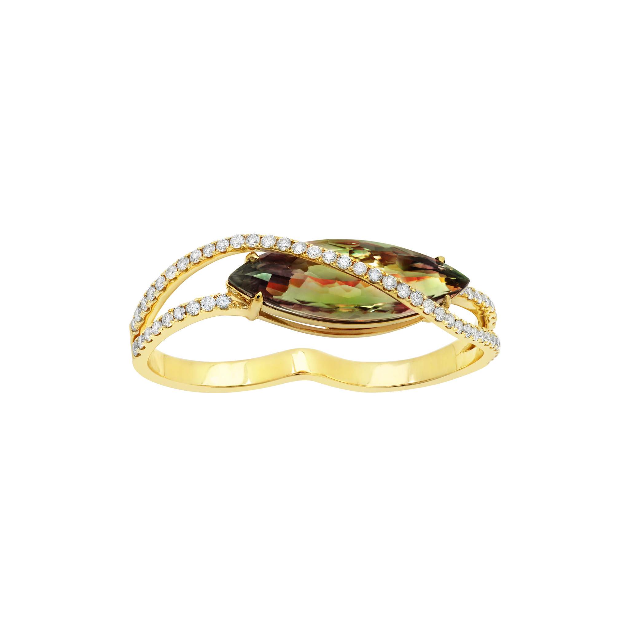Marquis Csarite and Diamond Double Ring