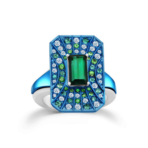 Indicolite & Titanium Ring