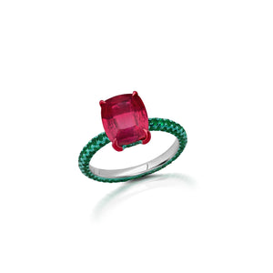 Rubellite & Emerald Statement Ring