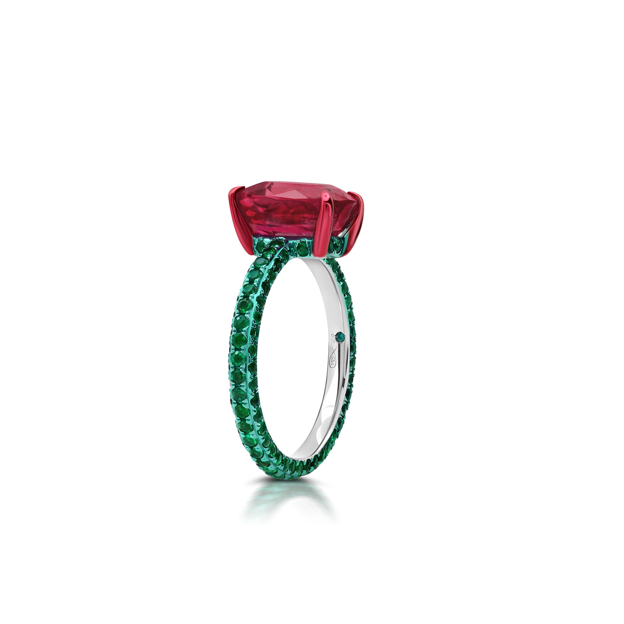 Rubellite &amp; Emerald Statement Ring