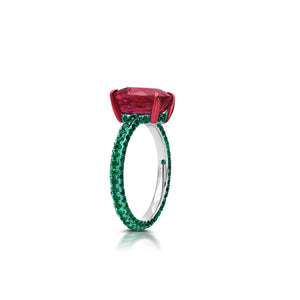 Rubellite & Emerald Statement Ring