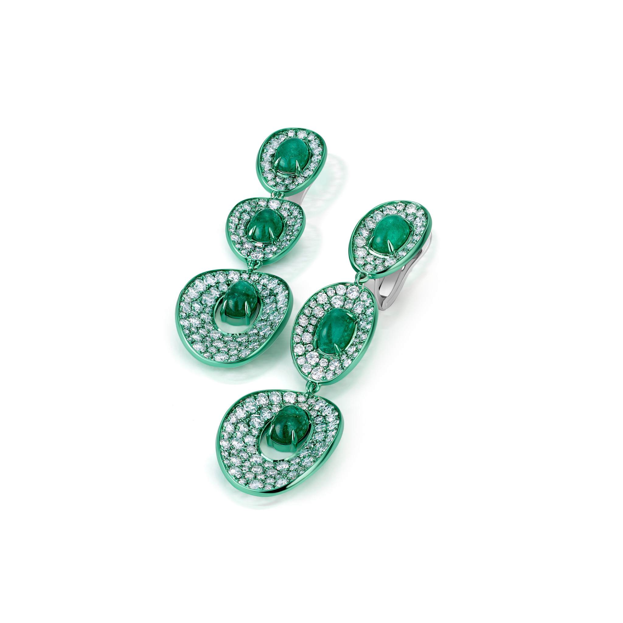 Graziela Gems - Emerald &amp; Diamond Drop Earrings - 
