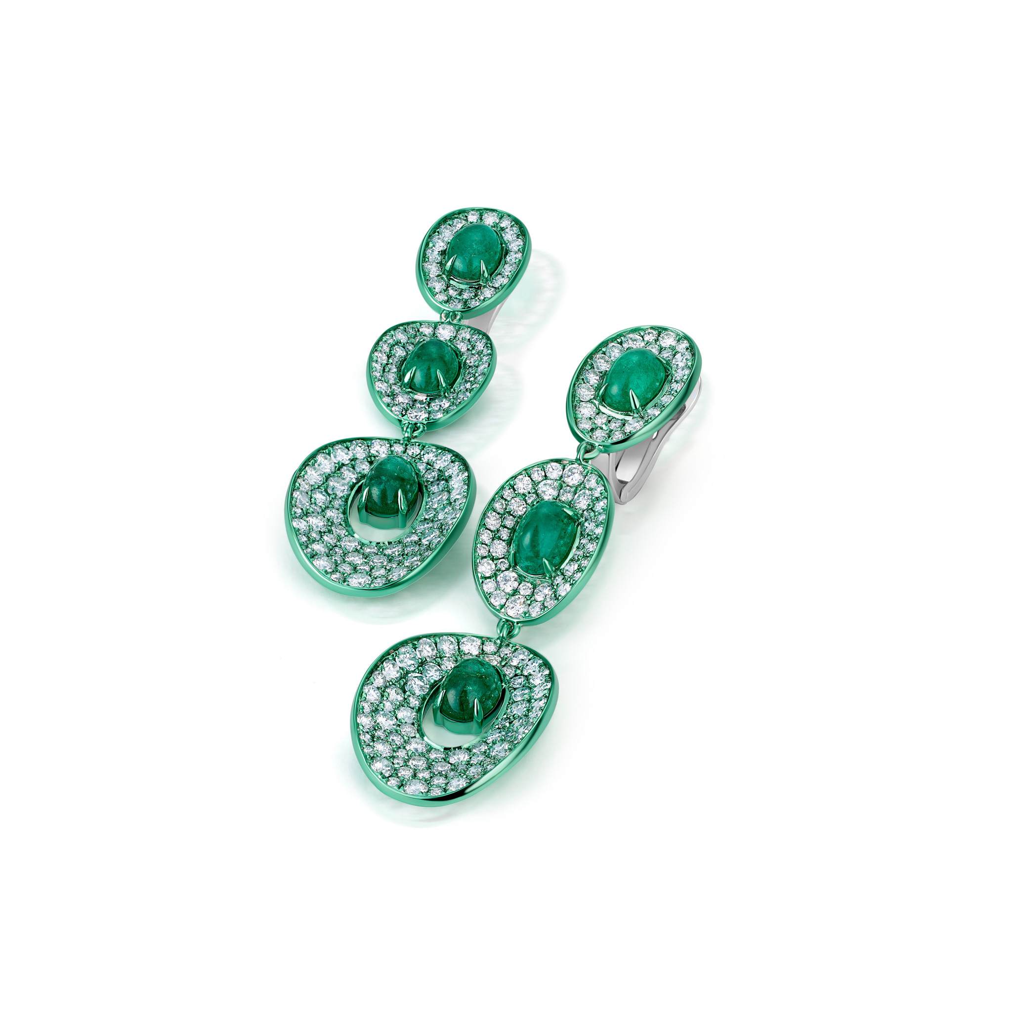 Graziela Gems - Emerald & Diamond Drop Earrings - 