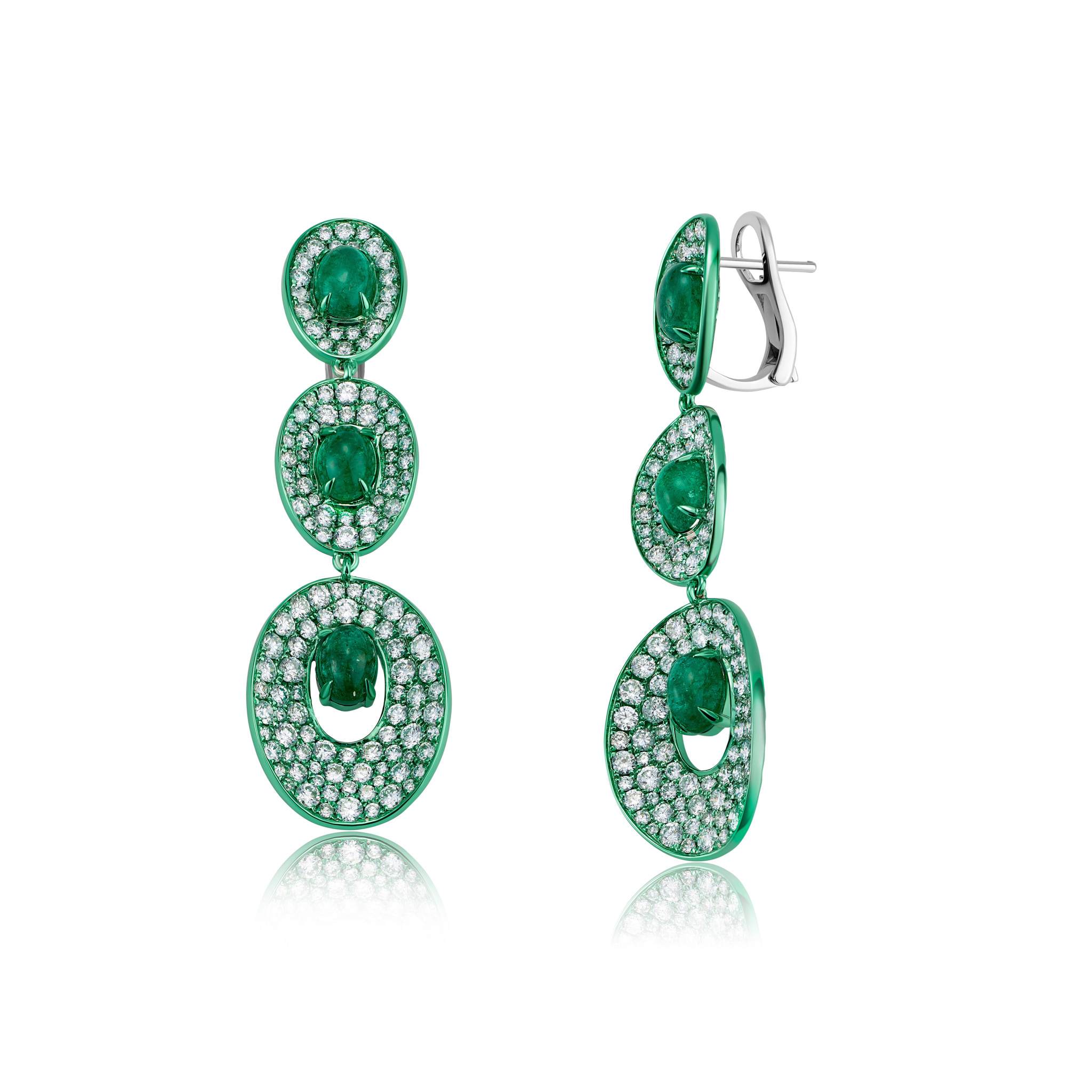 Graziela Gems - Emerald &amp; Diamond Drop Earrings - 