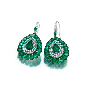 Graziela Gems - Green Rhodium & Emerald Diamond Earrings - 