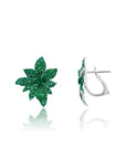 Graziela Gems - Green Rhodium & Emerald Folha Earrings - 
