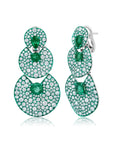 Graziela Gems - Green Rhodium, Emerald & Diamond Earrings - 