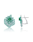 Graziela Gems - Green Rhodium, Emerald & Diamond Folha Earrings - 