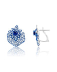 Graziela Gems - Blue Rhodium, Blue Sapphire & Diamond Folha Earrings - 