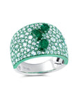 Emerald & Diamond Green Rhodium Band