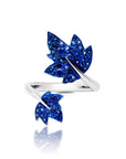 Blue Rhodium & Blue Sapphire Folha Ring