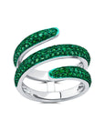 Green Rhodium & Emerald Coil Ring