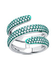 Green Rhodium & Diamond Coil Ring
