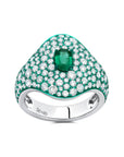 Green Rhodium, Emerald & Diamond Ring