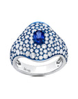 Blue Rhodium, Blue Sapphire & Diamond Ring