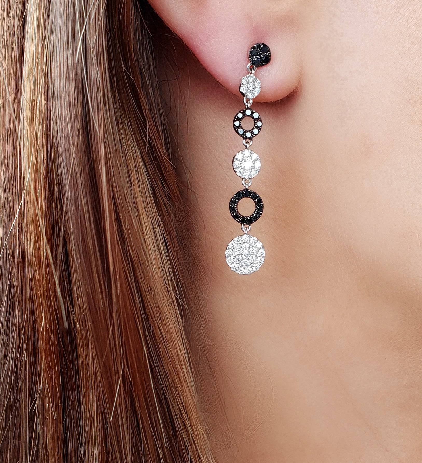 Black &amp; White Diamond Cascade Earrings