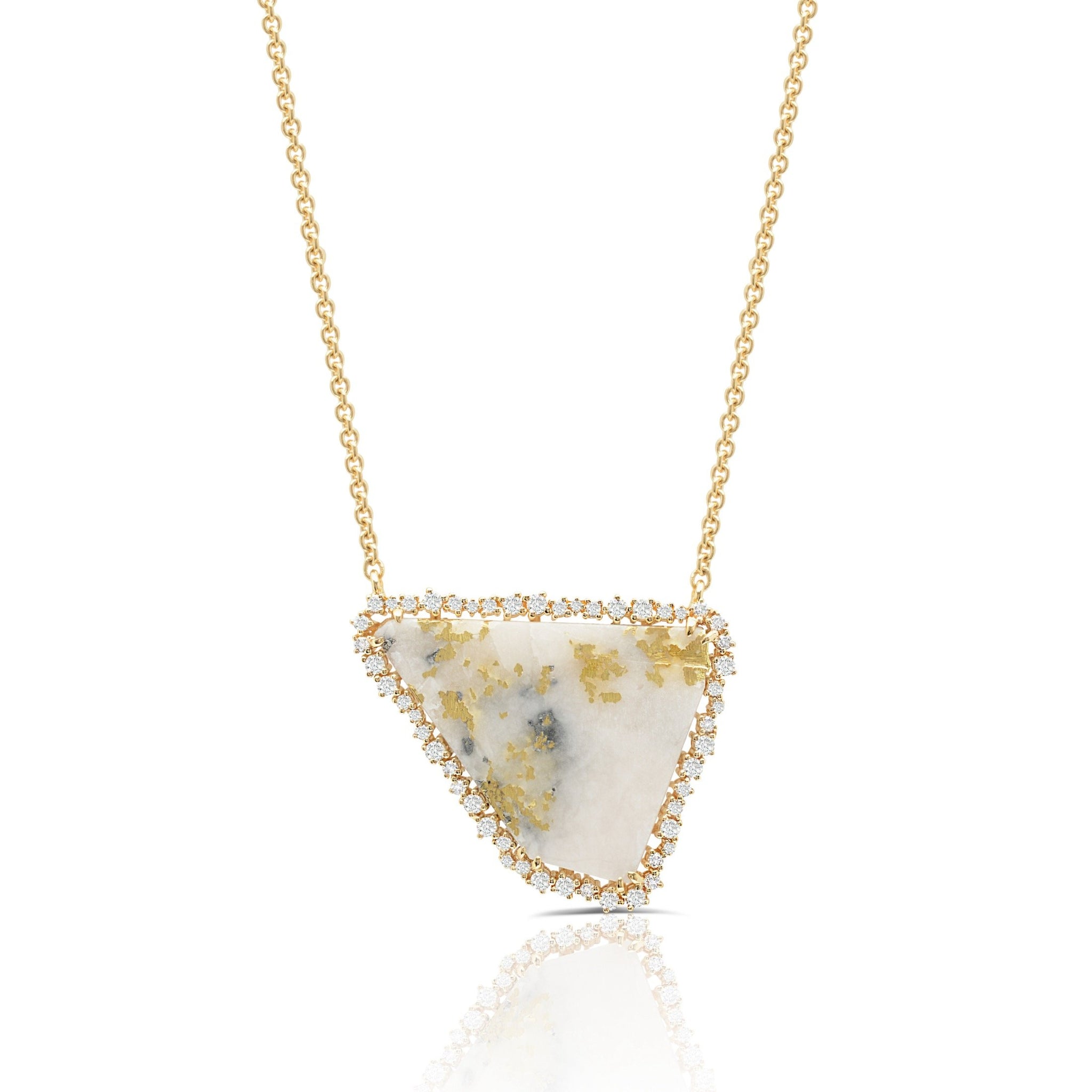 Graziela Gems - Necklace - Single Gold Quartz Slice Necklace - 
