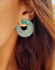 Emerald & Diamond Green Rhodium Earrings