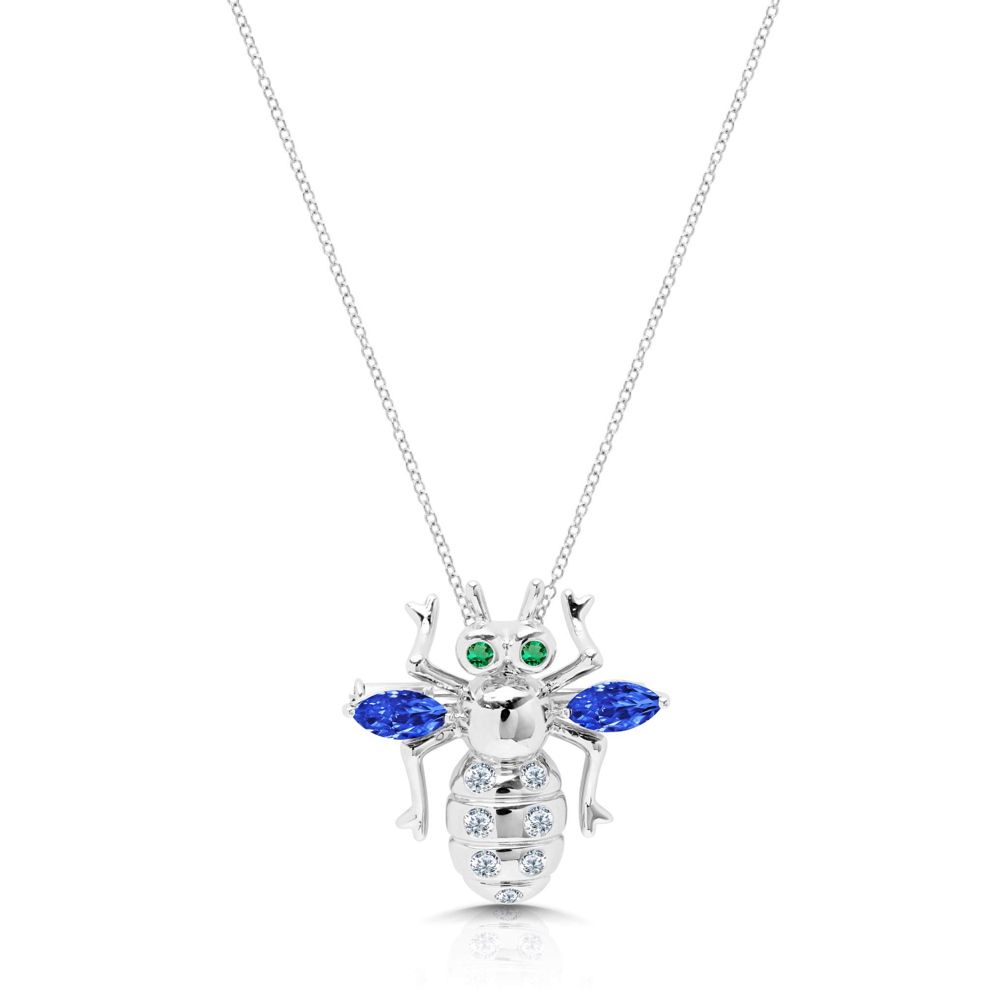 Graziela Gems - Necklace - Tanzanite &amp; Diamond Bee Necklace &amp; Brooch - 