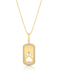 Graziela Gems - Necklace - Diamond Dog Rectangle Paw Pendant - Yellow Gold 14K Diamond