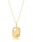 Graziela Gems - Necklace - Juxtaposed Dog Paw Rounded Rectangle Pendant - Yellow Gold 14K Diamond