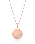 Graziela Gems - Necklace - Peeking Cat Circle Pendant - Rose Gold 14K Diamond