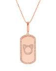 Graziela Gems - Necklace - Cat Outline Rectangle Pendant - Rose Gold 14K Diamond