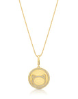Graziela Gems - Necklace - Cat Outline Circle Pendant - Yellow Gold 14K Diamond