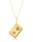 Graziela Gems - Necklace - Black Diamond Dog Paw Rectangle Pendant - Yellow Gold 14K Diamond