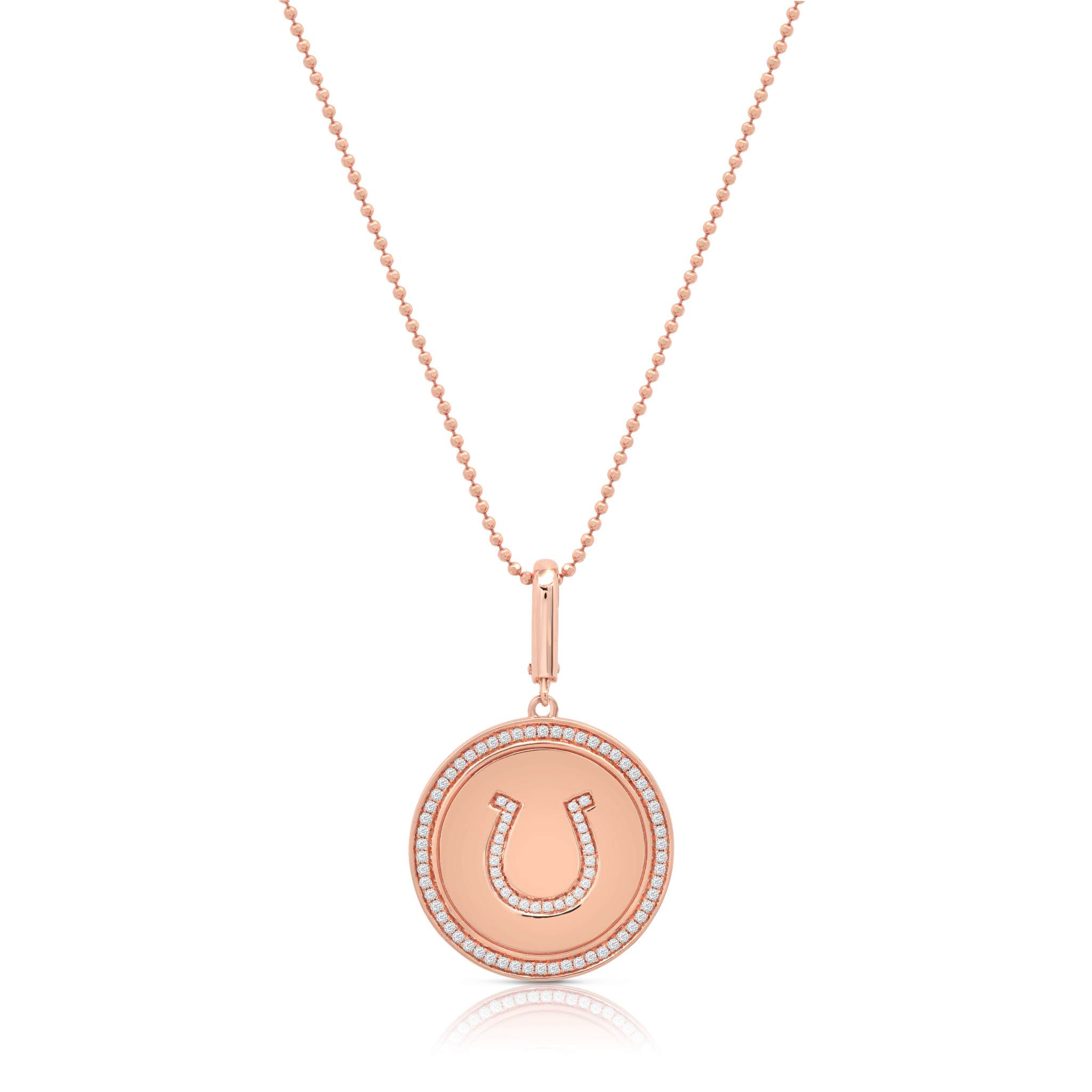 Graziela Gems - Necklace - Diamond Horseshoe Pendant - Rose Gold 14K Diamond